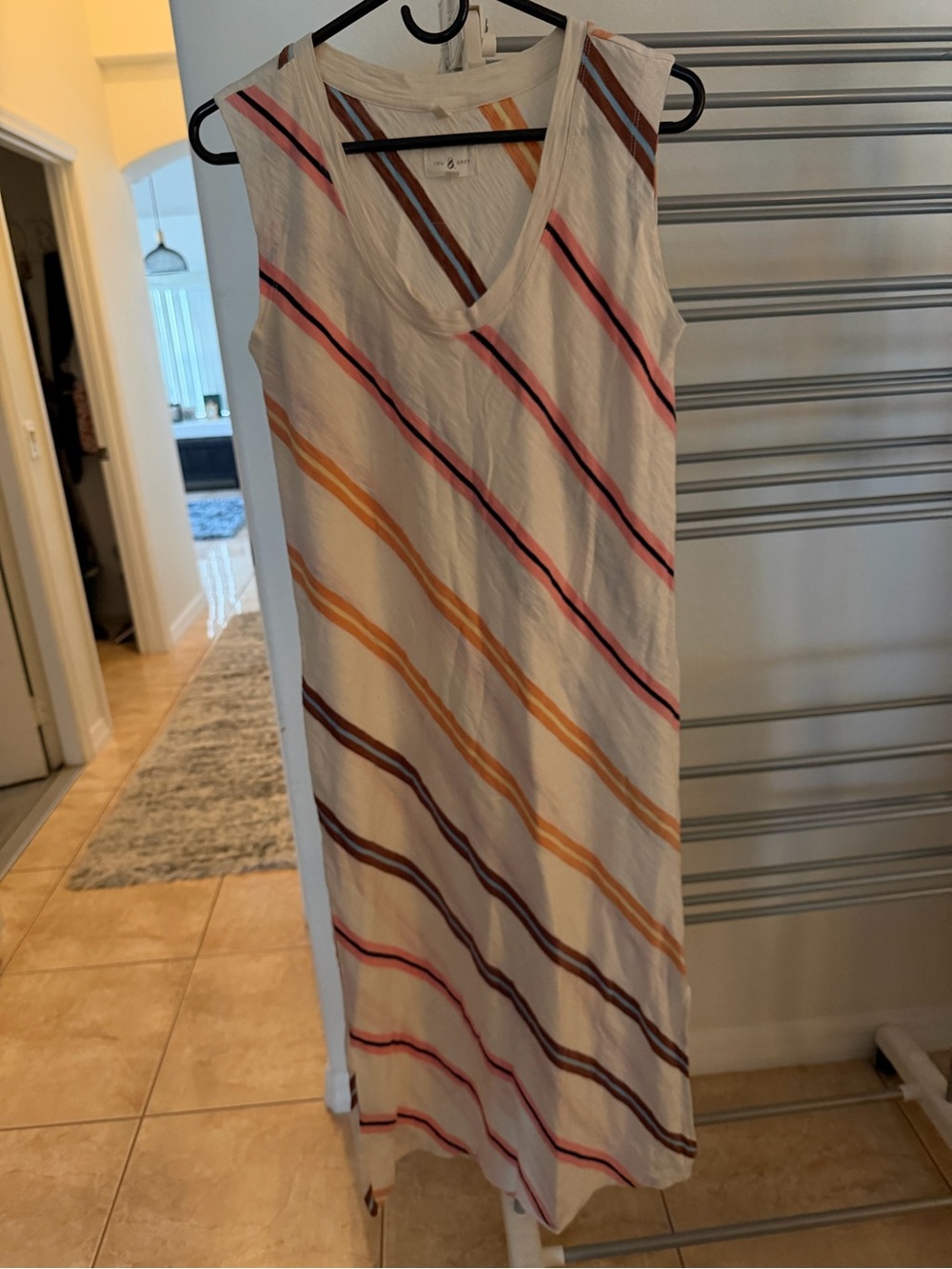 Lou & Grey Cream with Stripes Maxi Dress